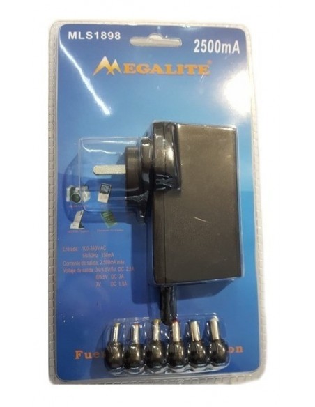 Megalite Mls1898   Fuente 3-7v  2500ma. Multivoltaje   90 - Switching